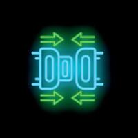 Neon icon of data transferring between servers with arrows pointing in opposite directions vector