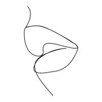 Continuous single line drawing of mouth and lips vector