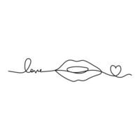 Lips Black Stroke Linear Icon vector