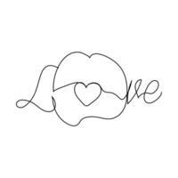 lips continuous one line drawing illustration art. vector