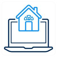Online Home Search and computer icon concept vector