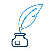 Inkpot and quill icon concept vector
