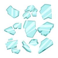 glass broken shard set cartoon illustration vector