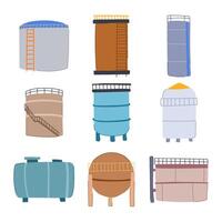 oil tank storage set cartoon illustration vector