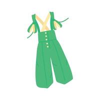 Icon of wide legged overalls with bow straps and a flared bottom vector