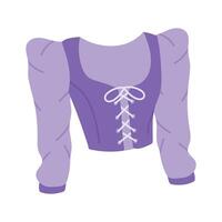 An amazing icon of blouse with lace up detailing and puffed sleeves vector