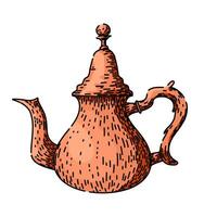 retro teapot sketch hand drawn vector