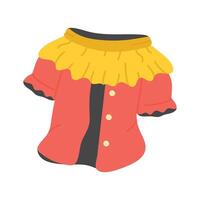 Vibrant ruffled blouse icon in trendy style, ready for premium use vector