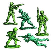 toy soldier set sketch hand drawn vector
