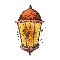 retro vintage lantern sketch hand drawn vector