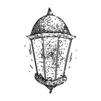 retro vintage lantern sketch hand drawn vector