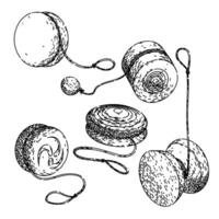 yo yo set sketch hand drawn vector
