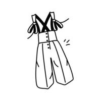 Icon of wide legged overalls with bow straps and a flared bottom vector