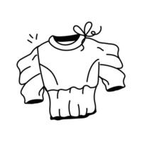 Cozy sweater with puffed sleeves and a cute bow vector