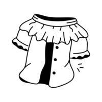 Vibrant ruffled blouse icon in trendy style, ready for premium use vector