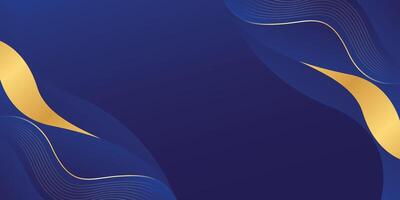 Abstract blue luxury elegant background with gold lines. Modern wallpapers with wave shapes vector