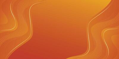 Abstract orange gradient luxury background with gold lines. Modern wallpapers with wave shapes vector