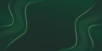 Abstract green emerald luxury background with gold lines. Modern wallpapers with wave shapes vector