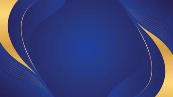 Blue luxury background design with gold lines. Abstract wave background vector