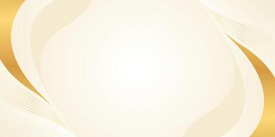 Elegant beige luxury background design with gold lines. Abstract wave background vector