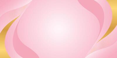 Pink beauty luxury background design with gold lines. Abstract wave background vector