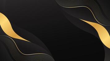 Abstract black luxury elegant background with gold lines. Modern wallpapers with wave shapes vector