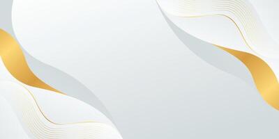 Abstract white-gray luxury elegant background with gold lines. Modern wallpapers with wave shapes vector