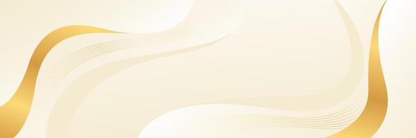 Beige luxury banner background with gold lines. Abstract wave background vector