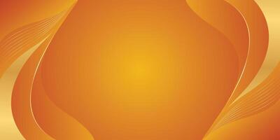 Orange gradient luxury background design with gold lines. Abstract wave background vector