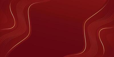 Abstract red luxury background with gold lines. Modern wallpapers with wave shapes vector