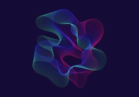 intricate abstract design composed of numerous small particles creating a wavy lines in shades of pink, blue, and green against a dark background. vector