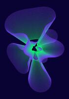 A vibrant organic liear shape composed of flowing lines and gradient and against dark background. vector