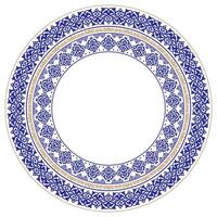 Elegant blue and gold circular frame with intricate Arabic, Islamic geometric patterns. Perfect for invitations, logos, website design. High-resolution file for crisp, scalable prints, ceramics vector
