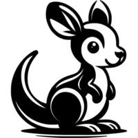 Young Australian kangaroo symbol of national fauna of Australian continent in monochrome. Simple minimalistic in black ink drawing on white background vector