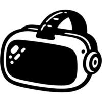 Virtual reality glasses gadget device in monochrome. Simple minimalistic in black ink drawing on white background vector
