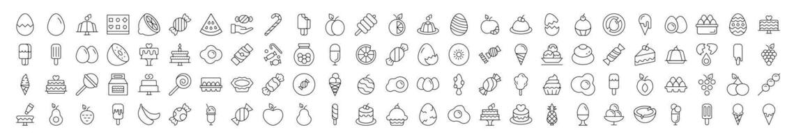 Food Line Icon Bundle. Modern Collection for Design, Web Sites, Apps, Cards. Contains Linear Images of Eggs vector