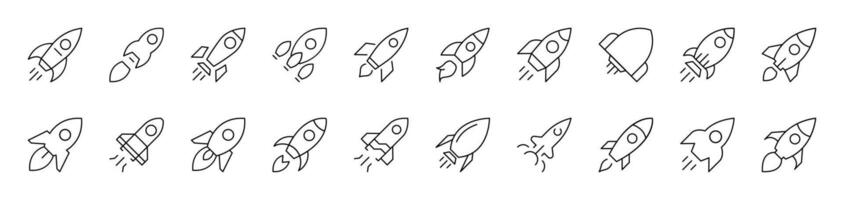 Spaceship Line Icon Collection. Editable Stroke. Perfect for Infographics, Articles, Books, Flyers, Banners vector