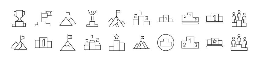 Winner and Pedestal Thin Icons Collection. Editable Stroke. Suitable for Web Sites, Books, Cards, Apps vector