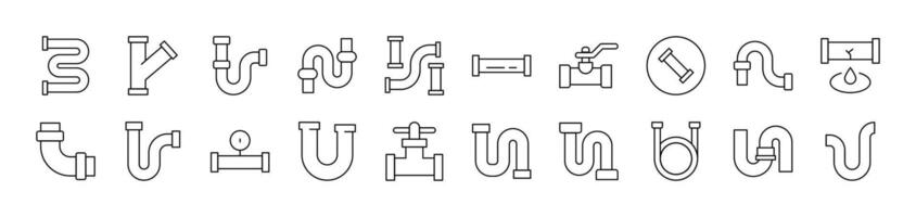 Pipe Bundle of Thin Icons. Editable Stroke. Suitable for Web Sites, Books, Cards, Apps vector