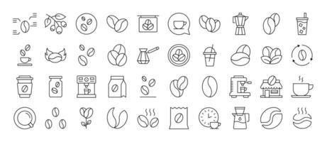 Coffee Line Icon Set. Editable Stroke. Minimalistic Linear Pictogram for Design of Cards, Apps, Banners, Posts vector