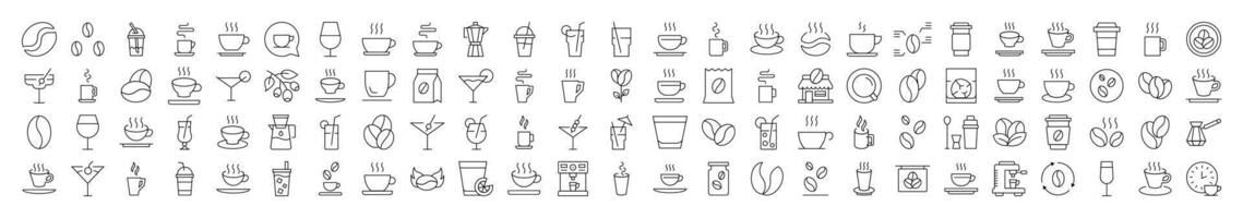 Coffee, Tee, Cups, Grain Related Simple Symbol Drawn with Thin Line for Interface, Booklets, Cards, Posts, Infographics vector
