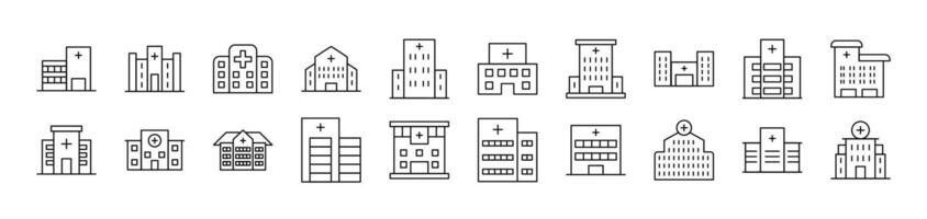 Hospital Collection of Thin Icons. Editable Stroke. Suitable for Web Sites, Books, Cards, Apps vector