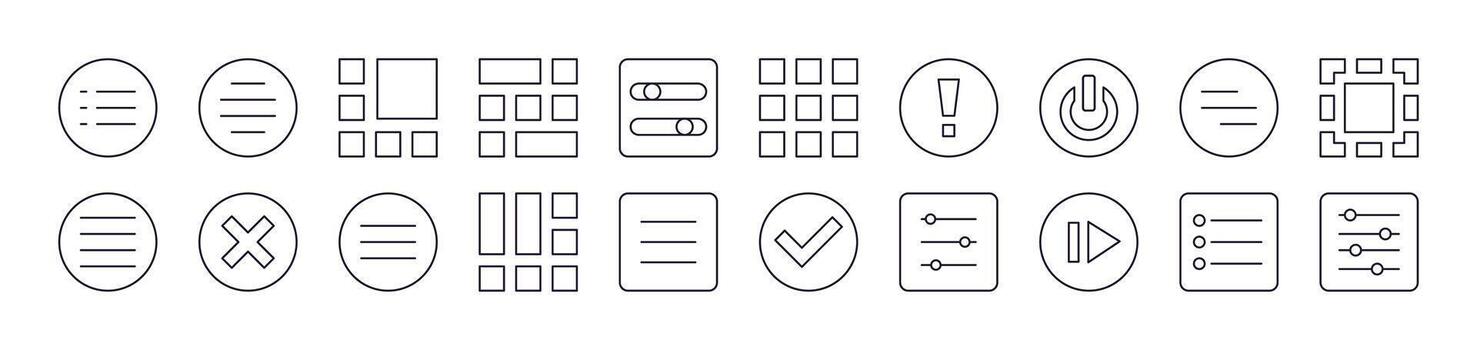 Interface Line Icon Pack. Editable Stroke. Minimalistic Linear Pictogram for Design of Cards, Apps, Banners, Posts vector
