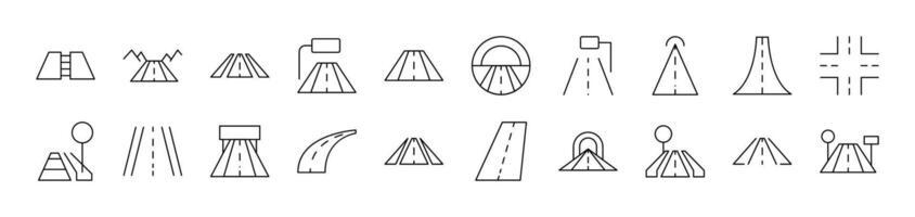 Road Bundle of Thin Icons. Editable Stroke. Suitable for Web Sites, Books, Cards, Apps vector
