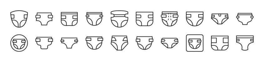 Diapers Related Line Icons for Web Sites, Books, Cards, Apps. Editable Stroke. Suitable for Web Sites, Books, Cards, Apps vector