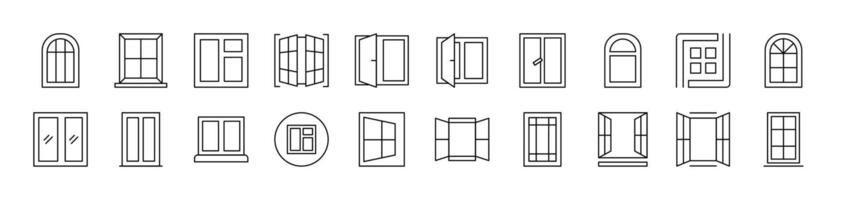 Set of Thin Icons. Editable Stroke. Suitable for Web Sites, Books, Cards, Apps vector