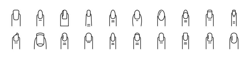 Nail Related Line Icons for Web Sites, Books, Cards, Apps. Editable Stroke. Suitable for Web Sites, Books, Cards, Apps vector