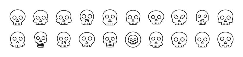 Skull Set of Thin Icons. Editable Stroke. Suitable for Web Sites, Books, Cards, Apps vector