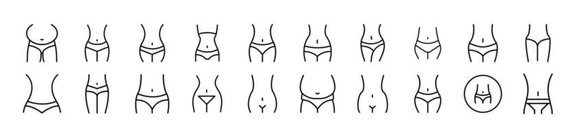 Waist Bundle of Thin Icons. Editable Stroke. Suitable for Web Sites, Books, Cards, Apps vector