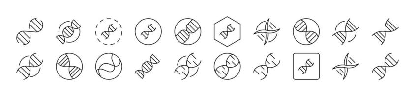 DNA Related Line Icons for Web Sites, Books, Cards, Apps. Editable Stroke. Suitable for Web Sites, Books, Cards, Apps vector